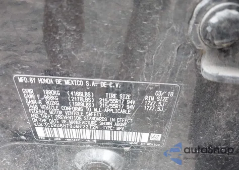 2018 Honda Hr-V Ex-L from USA, damaged, VIN 3CZRU6H79JM722124